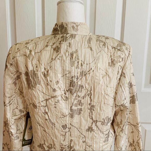 Erin London Blazer Jacket Cream Ivory Gold Floral Lightweight Jacket Medium NEW - Picture 7 of 14